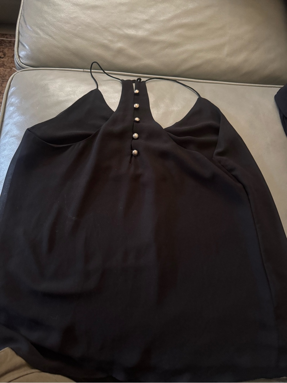 Black Pearl-Button Halter Cami Top